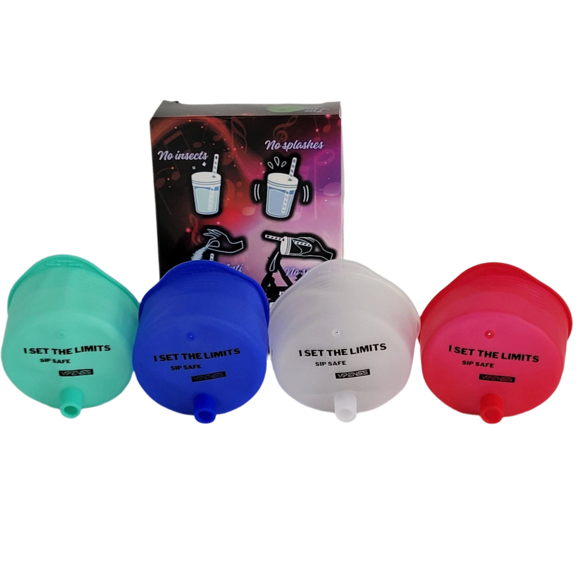 Reusable silicone drink cover for preventing tampering and spills, ideal for bars and parties.