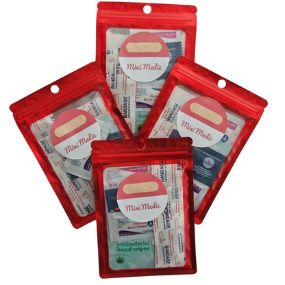 Set of 4 Mini Medic Kits, compact and stocked with first aid essentials, perfect for quick care at home or on the go